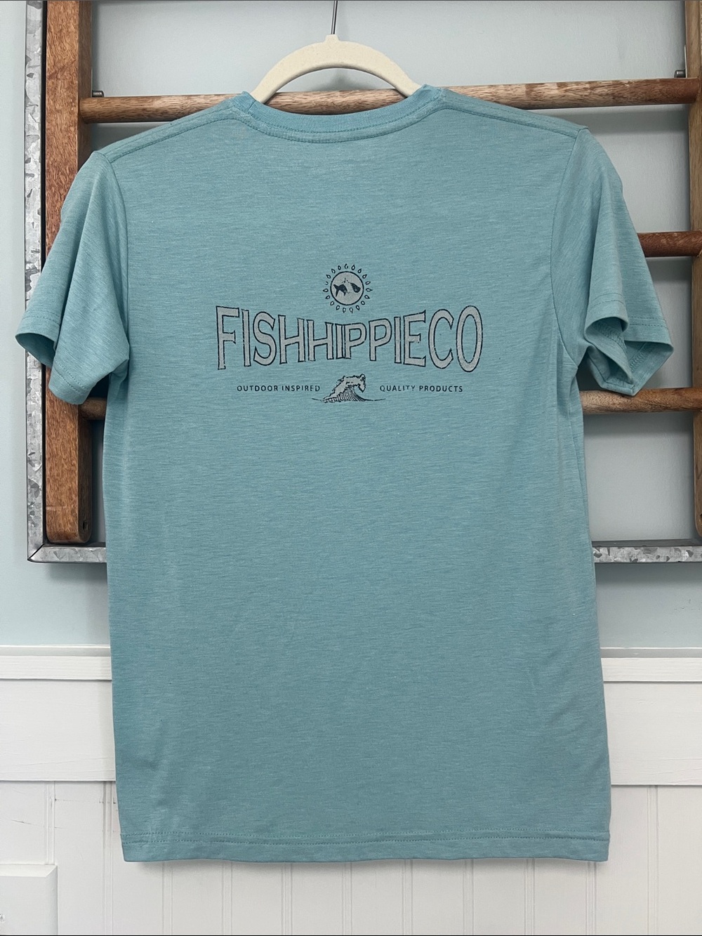 Boys fish hippie T-shirt size youth medium, super soft modal